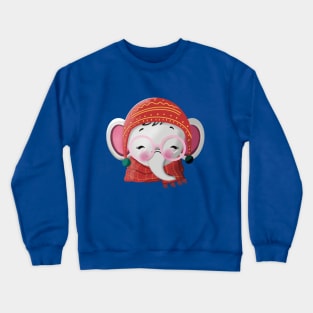 Cute Scarved Baby Elephant Crewneck Sweatshirt